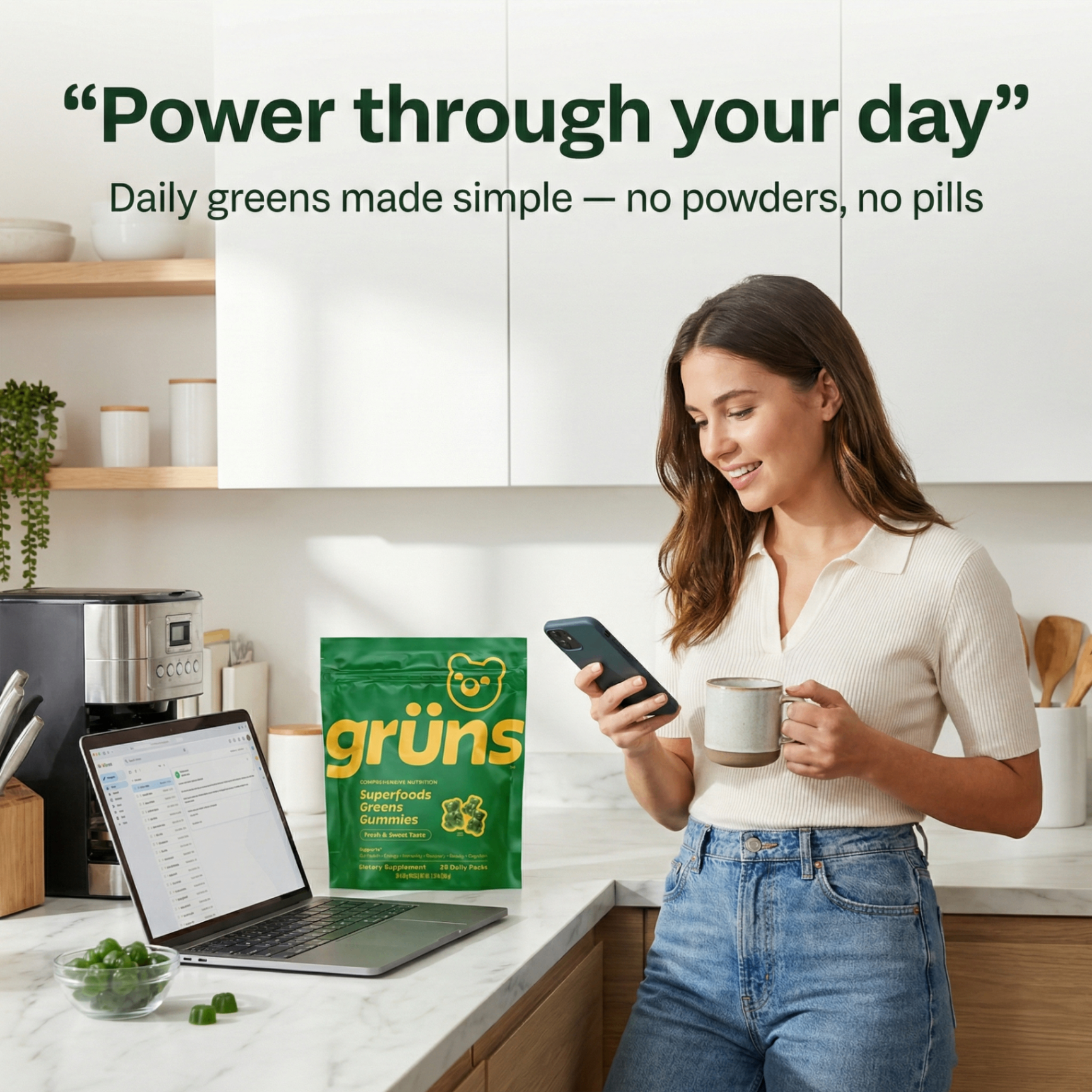 AI-generated product advertisement localized for the US market with culturally relevant models and headlines