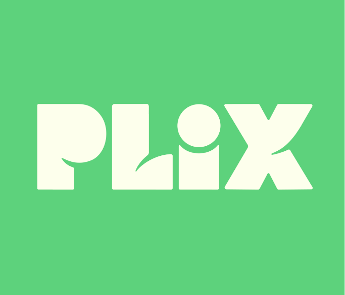 Plix logo featuring bold cream colored letters on a vibrant green background representing the health supplement and wellness brand.