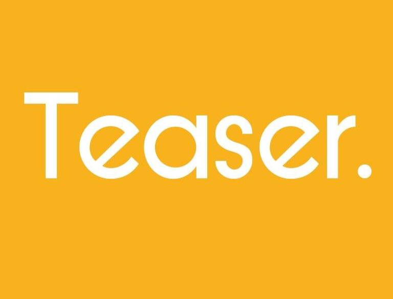 Teaser logo in white text on a bright yellow background representing a modern digital marketing or advertising company brand identity.