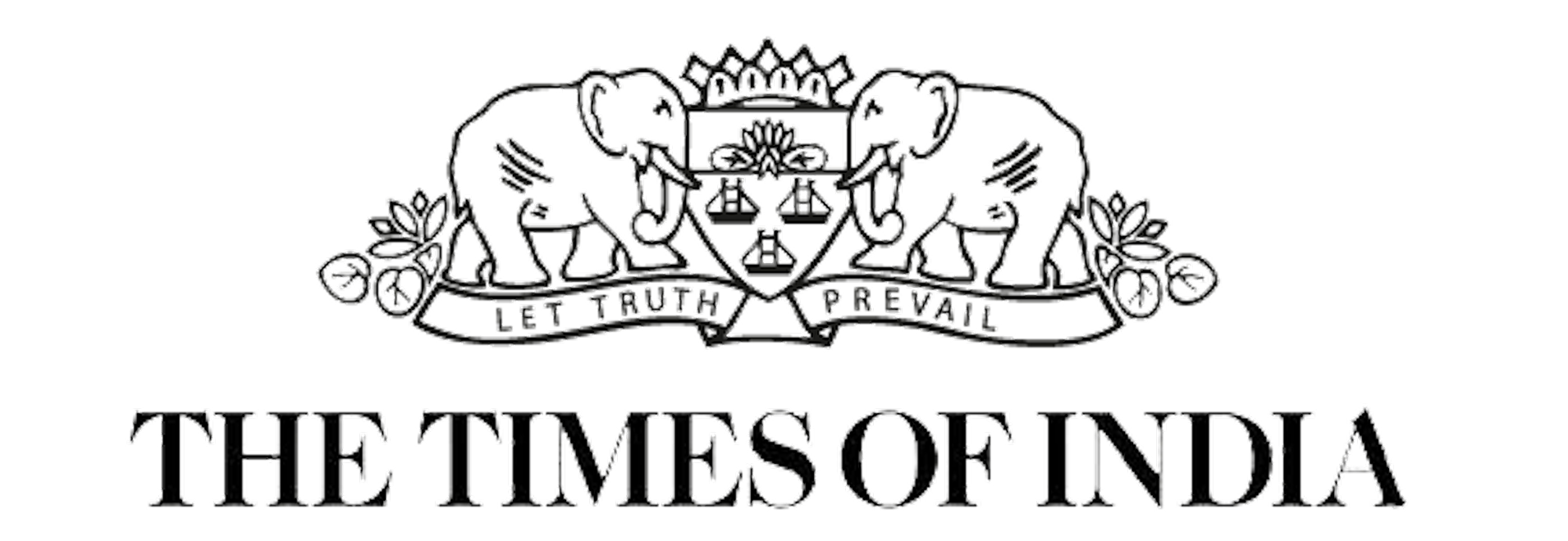 The Times of India newspaper logo features an ornate emblem with elephants, lions, and royal insignia representing India's leading English language news publication and media brand.