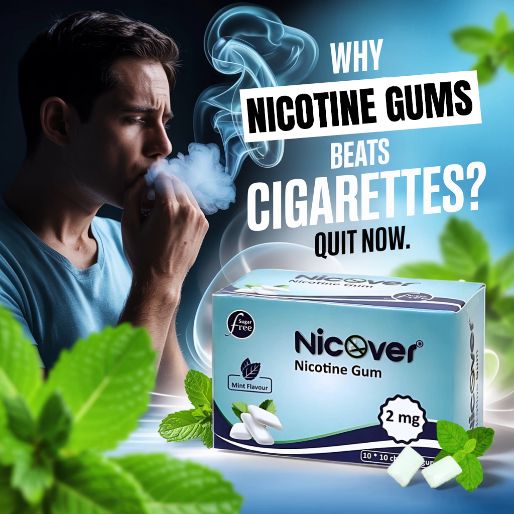 Nicover nicotine gum 2mg mint flavour as a cigarette alternative to help smokers quit with sugar free chewing gum