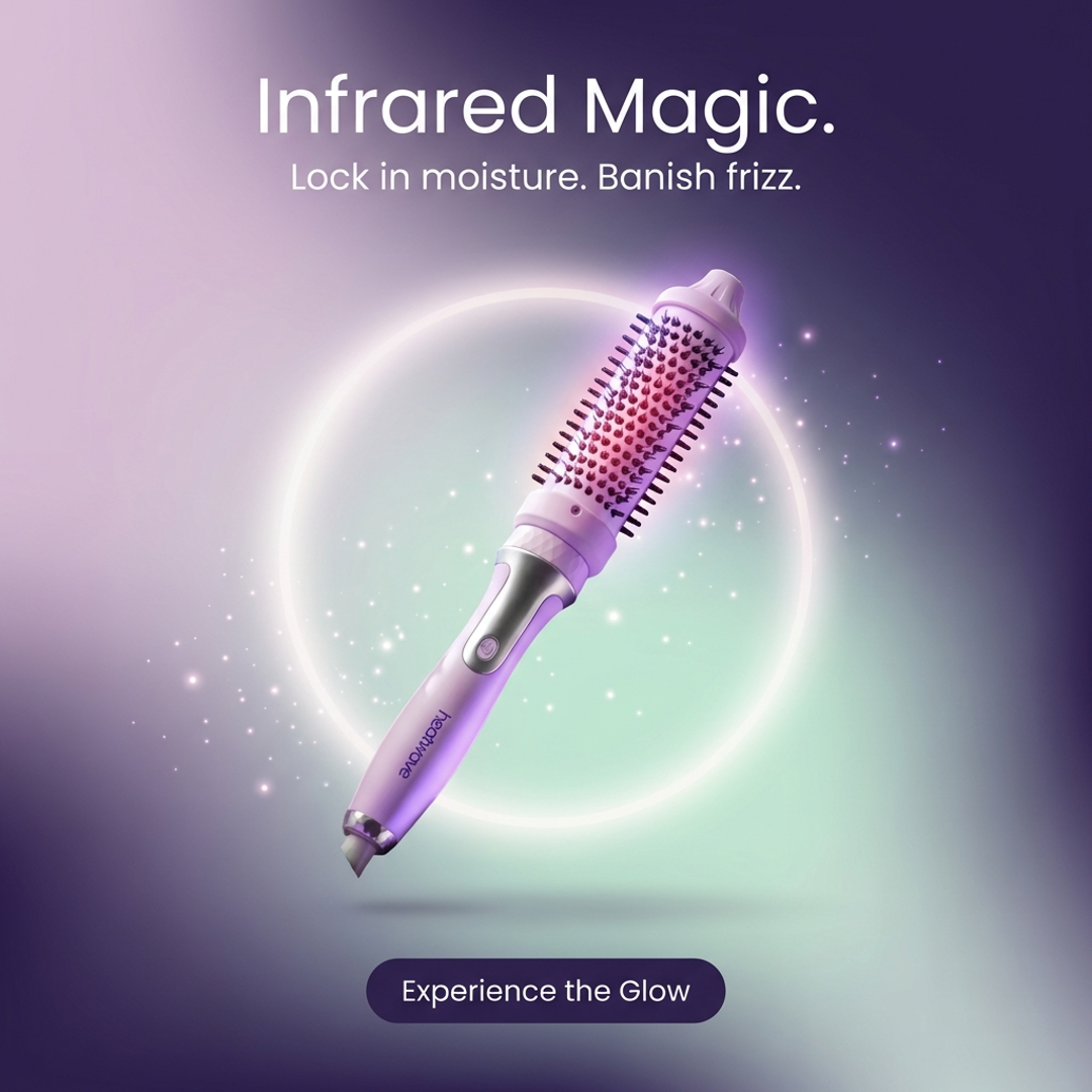 Heatwave infrared magic hair brush that locks in moisture banishes frizz and delivers instant glow and shine