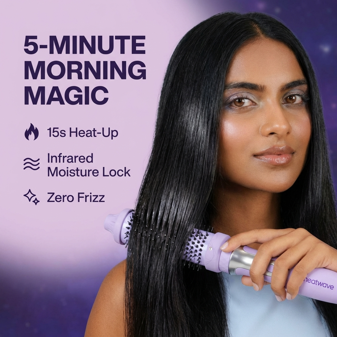 Heatwave hair styling brush for zero frizz smooth hair in 5 minutes with infrared moisture lock and fast heat up