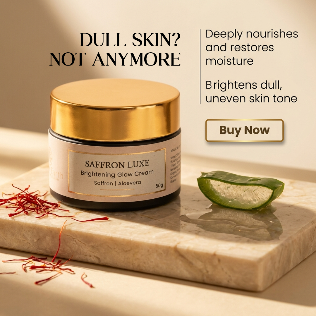Saffron Luxe brightening glow cream with saffron and aloe vera for deep moisture restoration and dull skin brightening