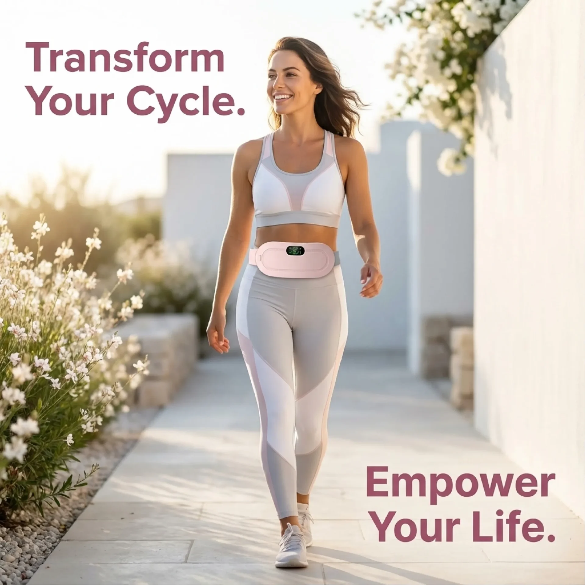 Wearable menstrual pain relief belt for active women to transform period comfort and empower daily life
